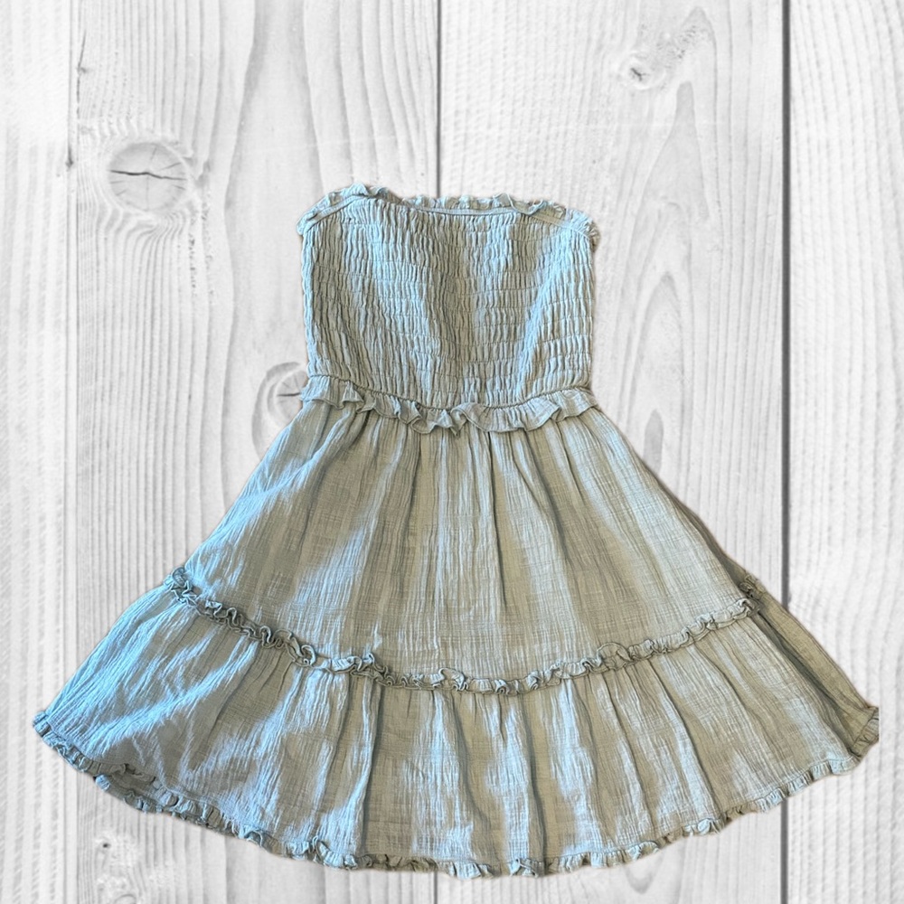 Sage Green Strapless Smocked Dress